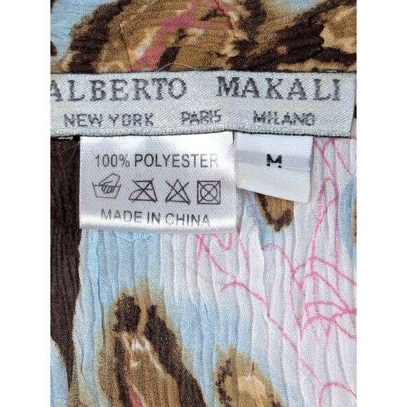 ALBERTO MAKALI Crushed Crinkle Sequined Stretch Shirt Psychedelic Artsy Medium - Picture 7 of 8